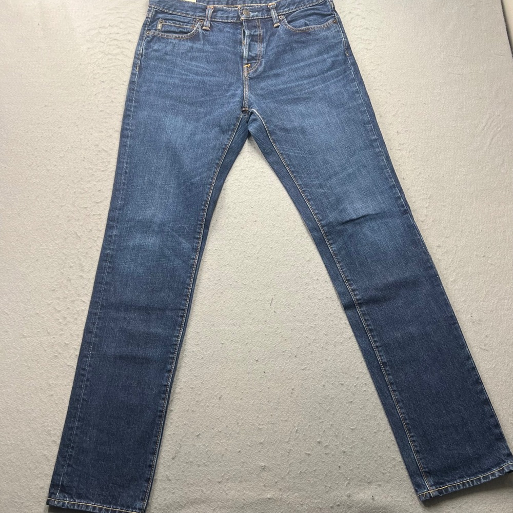 Abercrombie & Fitch The A&F Skinny Jeans Mens 32x34 Dark Wash Blue Button Fly